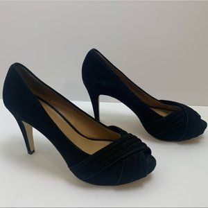 Talbots Black Suede Open Toe Pumps